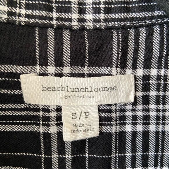 BEACH Lunch Lounge -Plaid Fringe Button Down (Small) - Picture 6 of 6